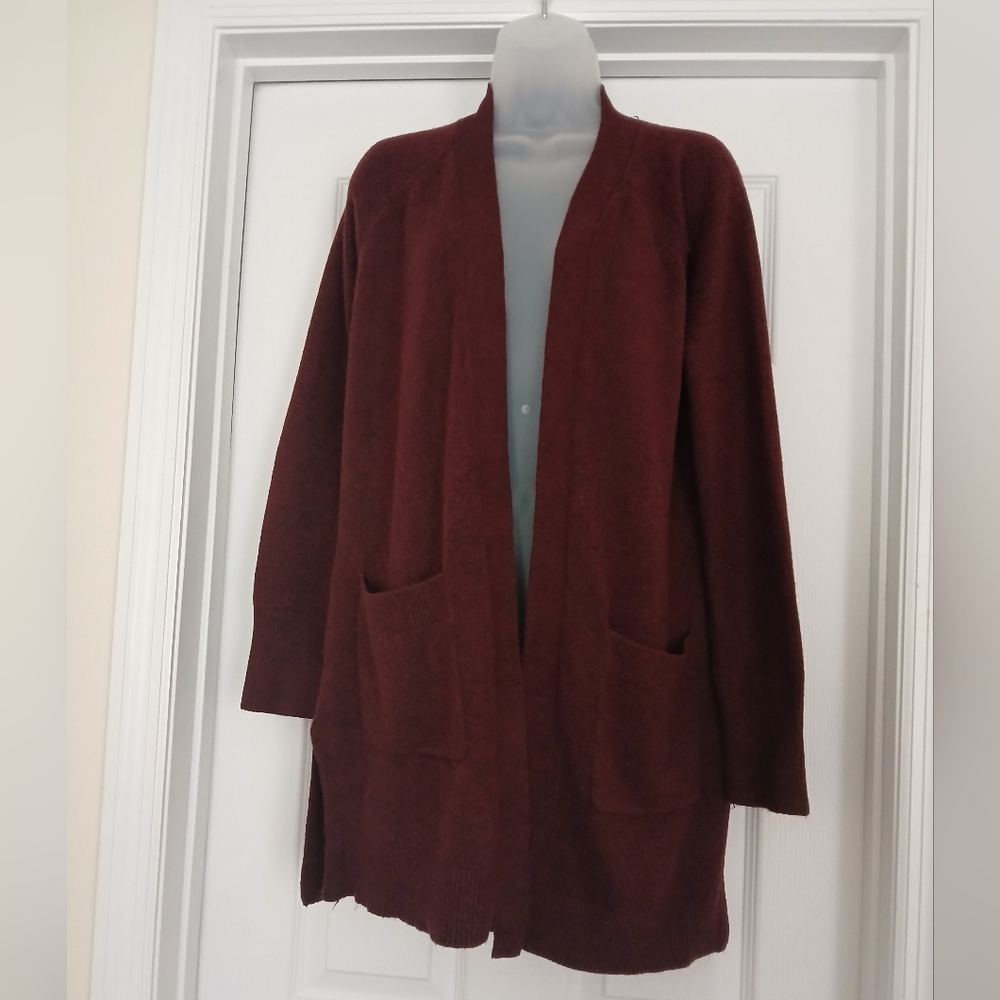 LOFT  Women's Burgundy Open Front Cardigan Sweater